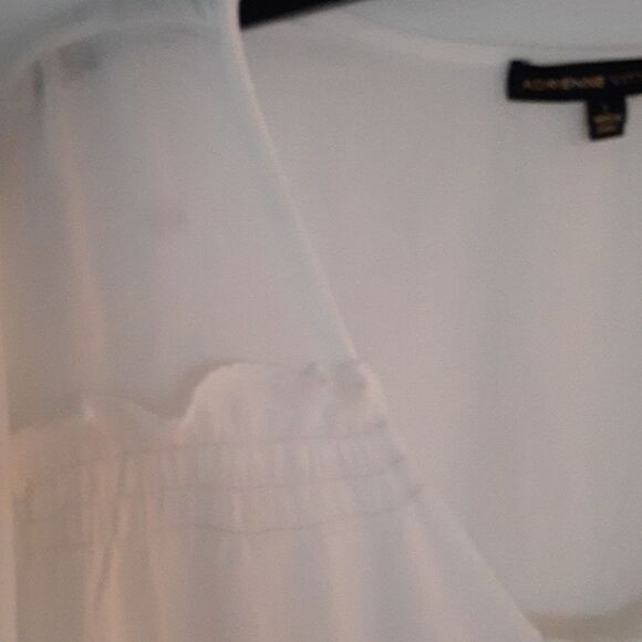 Adrianne vittadini shirt L  White blouse sheer flowy blouse top soft girl  top - Picture 3 of 6